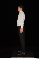 Whole Body Man White Uniform Shoes Shirt Trousers Slim Standing Studio photo references